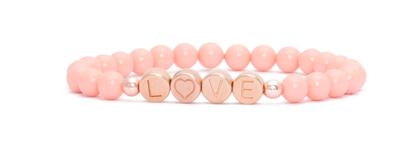 Bracelet with rose gold plated letter beads Love 