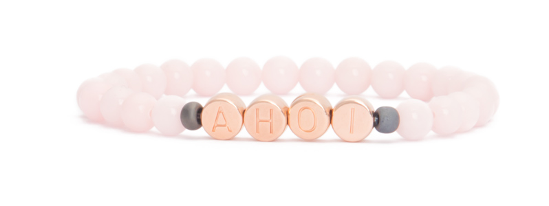 Bracelet with rose gold plated letter beads Ahoy 