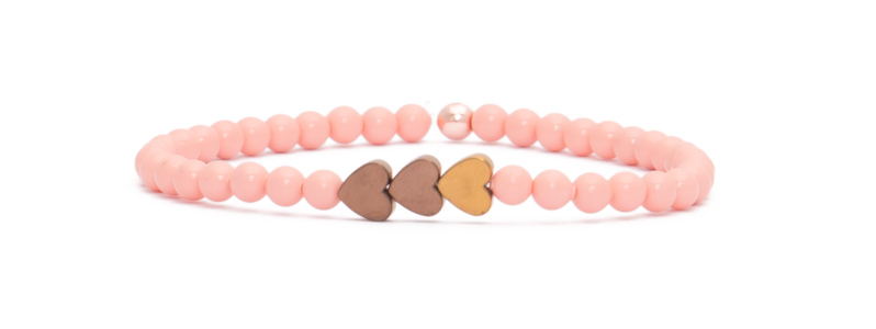 Bracelet with rose gold plated beads Hearts 