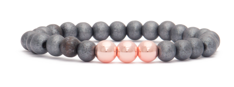 Bracelet with rose gold-plated beads Balls and wooden beads 