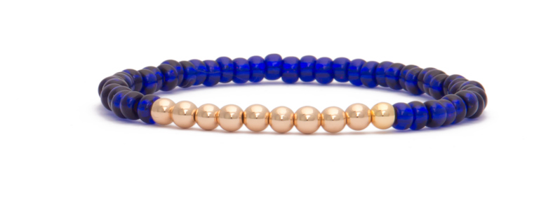 Bracelet avec perles dorées boules et rocailles 