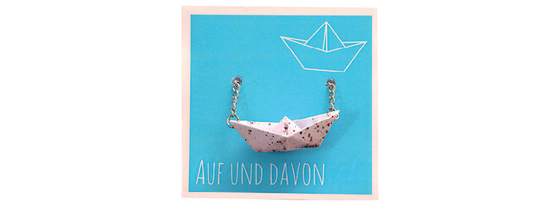 Nautical Necklace with Pendant Paper Boat and Nail Polish 