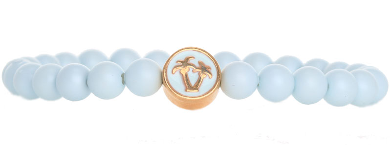 Tropical Bracelet with Crystal Pearls Pale Blue Palm 