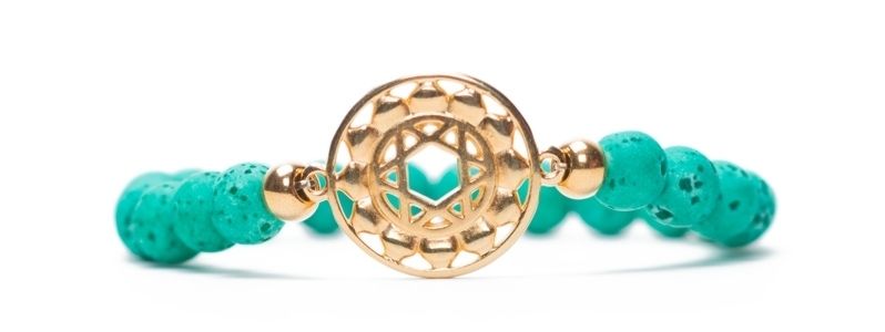Bracelet chakra du cœur doré vert 
