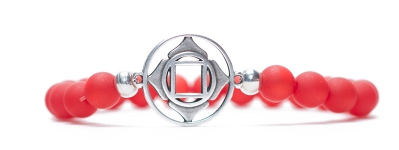 Bracelet Root Chakra silver plated red 