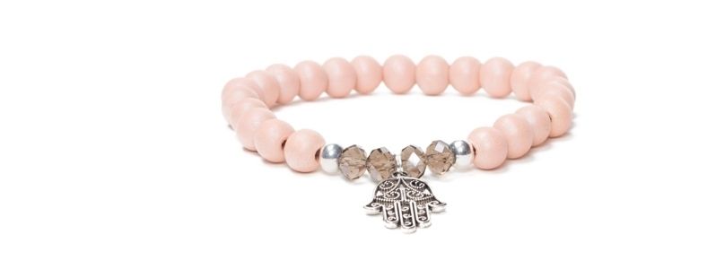 Wooden beads bracelet Hamsa 