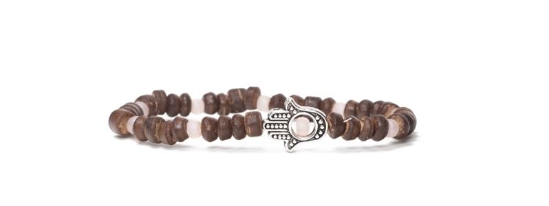 Bracelet en perles de coco Hamsa brun 