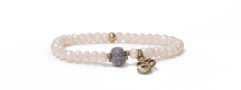 Bracelet de perles à facettes Bouddha rose 