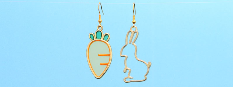 Bijoux de Pâques pendentifs d'oreilles lapin et carotte 