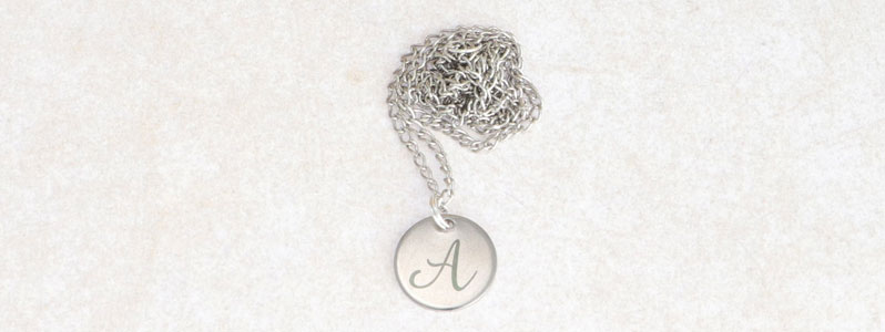 Chain with stainless steel monogram pendant letter A 