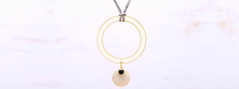 Modern Boho Necklace with Enamelled Metal Pendants Geometric Elements II 
