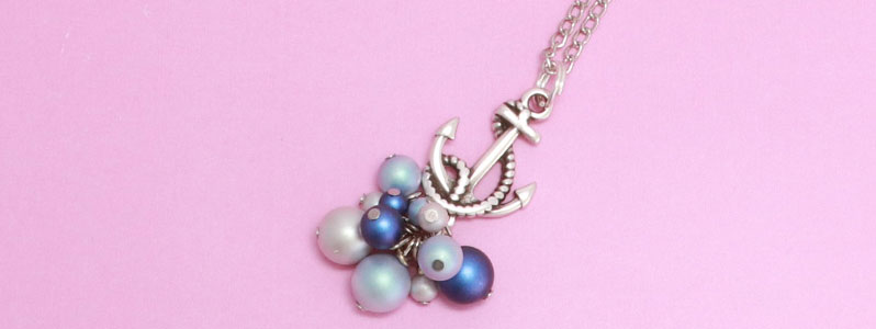 Anchor Chain with Crystal Pearls 