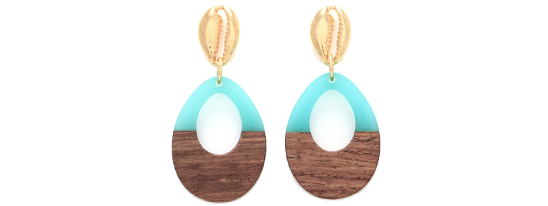 Earrings with Wood Resin Pendants Drop Large 