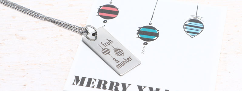 Christmas Necklace with Stainless Steel Pendant "Froh und Munter 