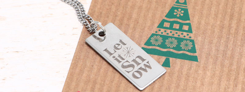 Christmas Necklace with Stainless Steel Pendant "Let it snow 