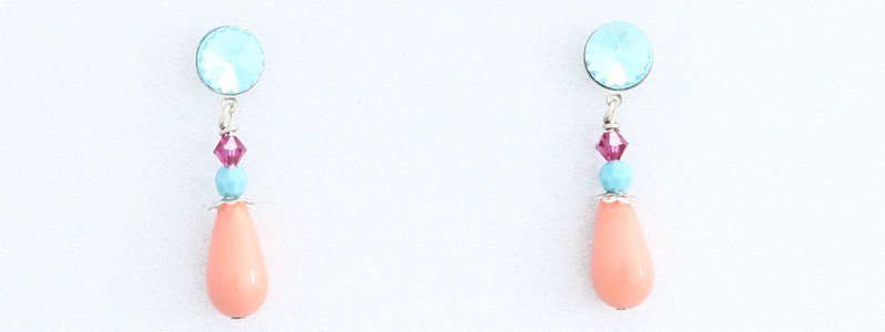 Preciosa Drop Coral Pearl Earrings 