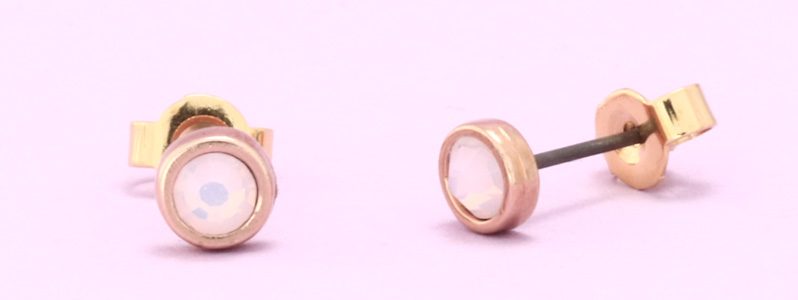Boucles d'oreilles avec Preciosa Flat Back Rose Opal 