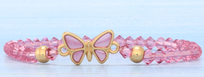 Spring Bracelet with Butterfly and Preciosa Rondell Beads 