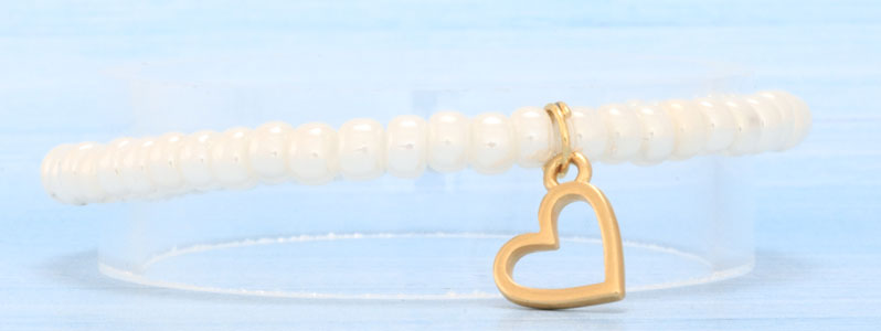 Bracelet de printemps avec pendentif en forme de cœur et cailles Miyukiro 