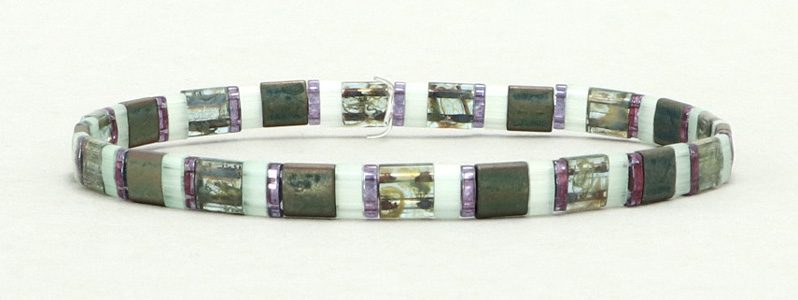 Elasticated Bracelet with Tila Beads Mix Sherwood Forest 