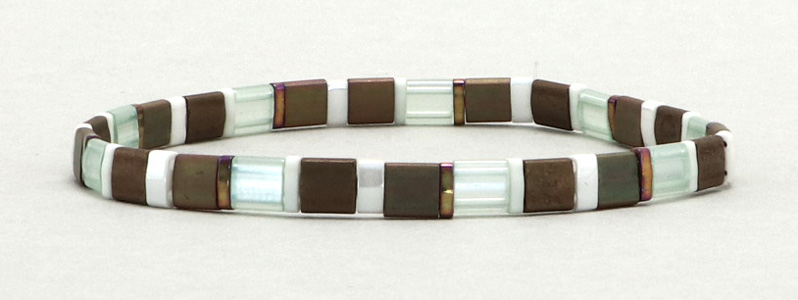Elasticated Bracelet with Tila Mixes Nuts Beads 