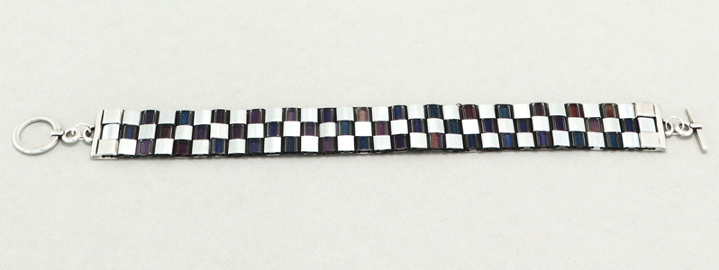 Tila Beads Crystal Helio Silver Threaded Bracelet 