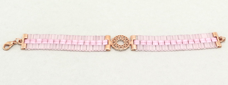 Threaded Bracelet with Tila Beads Light Pink 