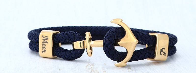 Bracelet with sailing rope and engraving "Anchor 