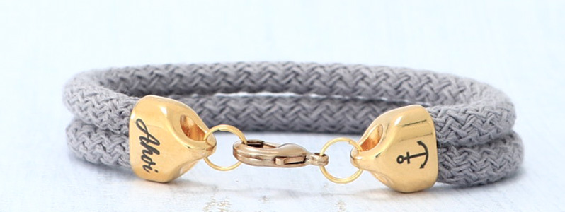 Bracelet with sailing rope and engraving "Ahoy 