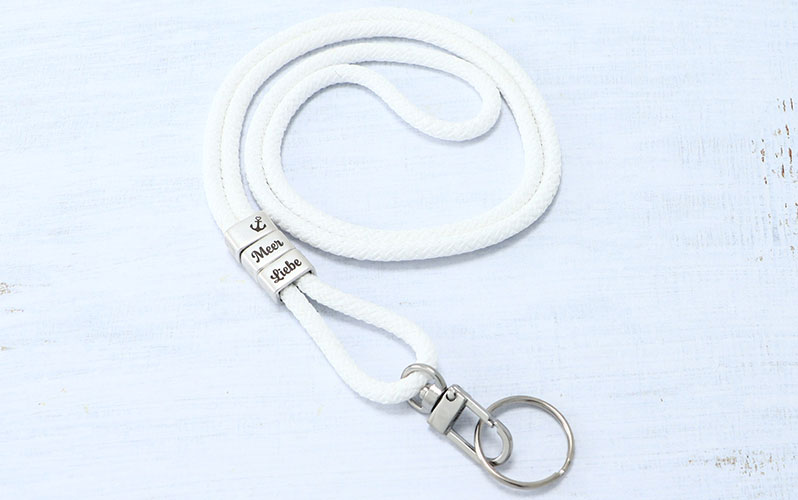 Long key ring with sailing rope and engraving "Sea Love 