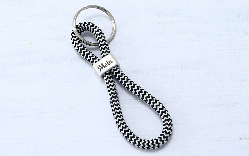 Keyring with sailing rope and engraving "Moin 