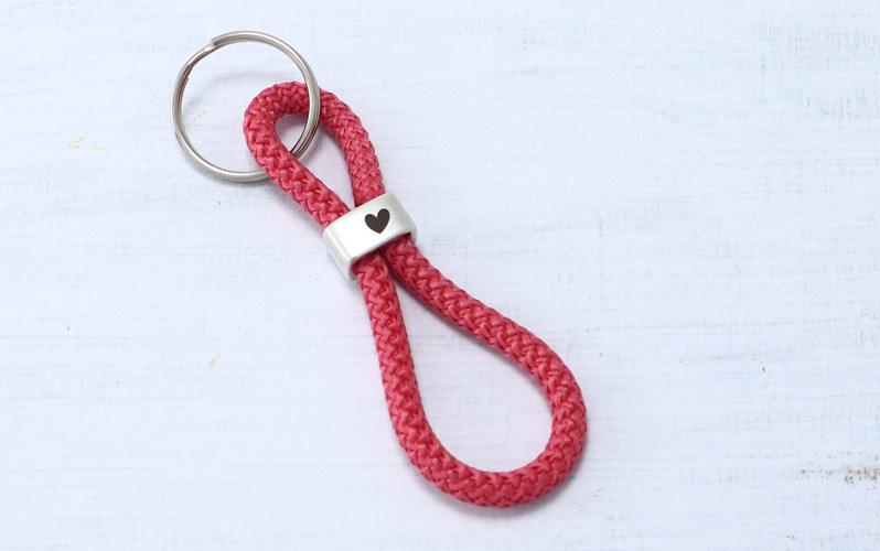 Keyring with sailing rope and engraving "Heart 
