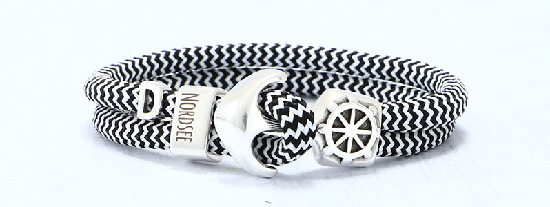 Bracelet avec corde à voile et gravure "Mer du Nord" et lettre Grip-it 