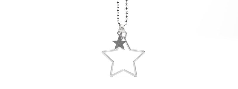 Necklace with Star Pendants Silvery 