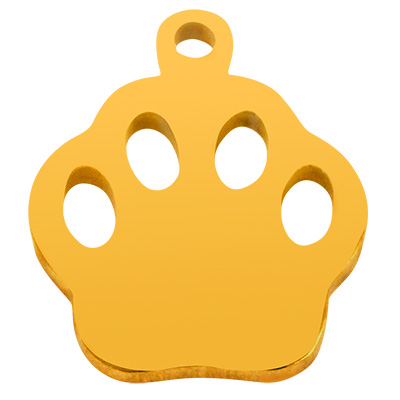 Edelstahl Anhänger Hund mit Herz, goldfarben, 11x15x1 mm, Öse: 3